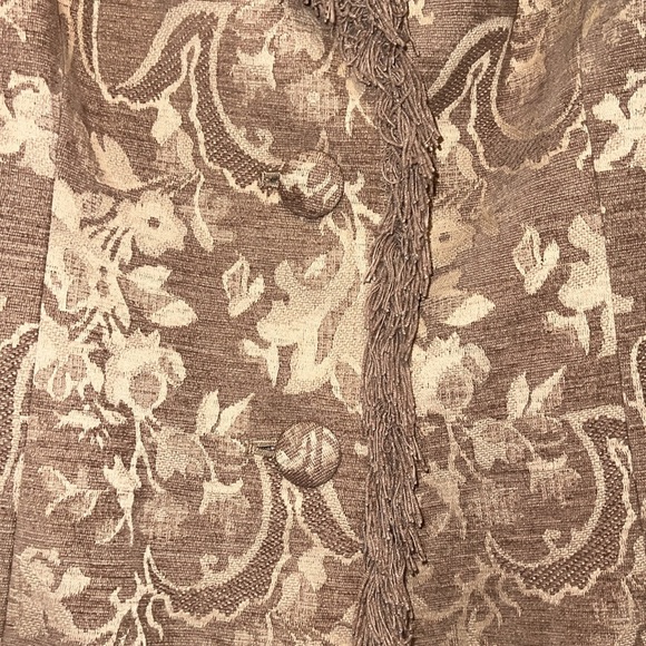 Vintage 70s Fringe Gold Tapestry Jacket Blazer - Picture 4 of 8